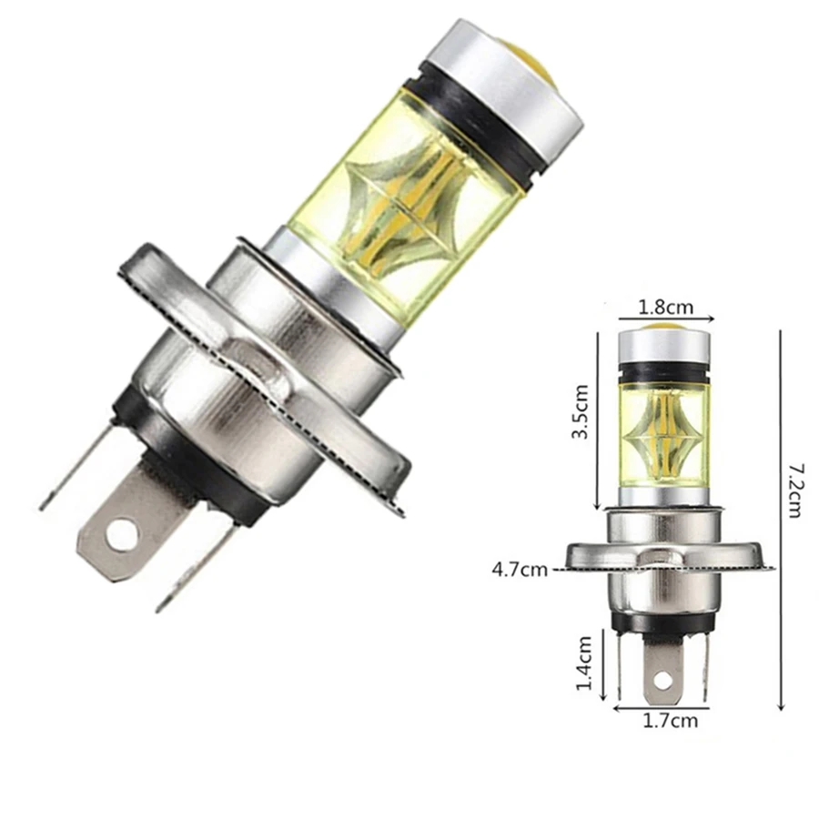 2 предмета 100 Вт H4 H13/9008 9007/9004 светодиодный лампы 20 SMD Противотуманные фары Дневные Фары Светильник 12V~ 24V Автомобильный светильник белый 6000K желтый 3000 K, h4 100W 24v