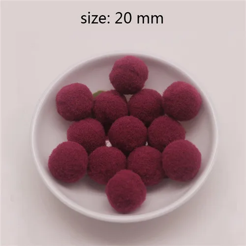 color27 wine red 80 шт. 20 мм розовый красный белый синий фиолетовый желтый черный помпоны плюшевый шар DIY ремесла свадебная одежда украшения одежды аксессуары - Цвет: color27 wine red