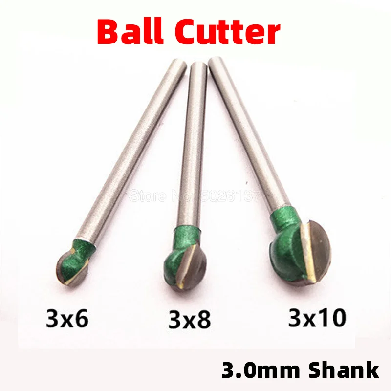 

1Pcs 3MM Shank Ball Shape Milling Cutter Router Bit Carving Tool Wood Knife Chisel Drill Rotary Steel Tungsten Pill Woodworking