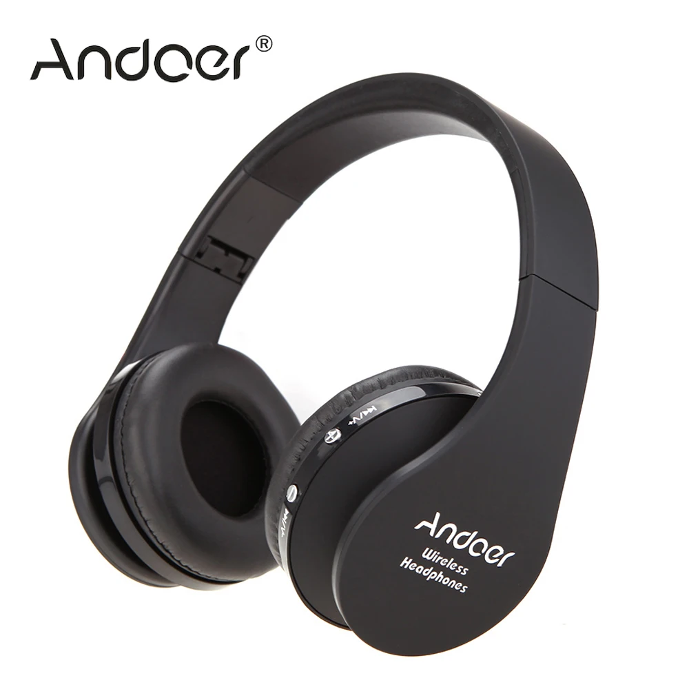 Andoer bluetooth-гарнитура складные наушники регулируемые наушники С микрофоном Беспроводной наушники для мобильного телефона/планшета с Mp3