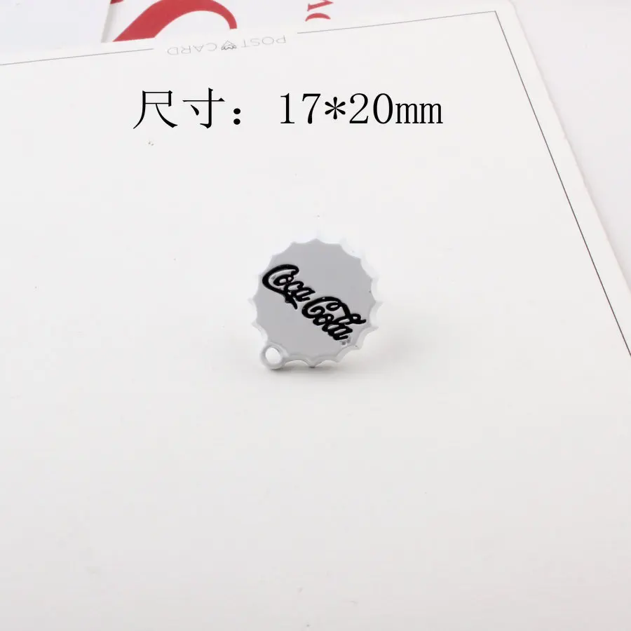 White 10 шт, модные карамельные цвета, краска, подвеска, крышка бутылки колы и слово, цинковый сплав, очаровательные ювелирные изделия, аксессуары для рукоделия, серьги, браслет - Окраска металла: White