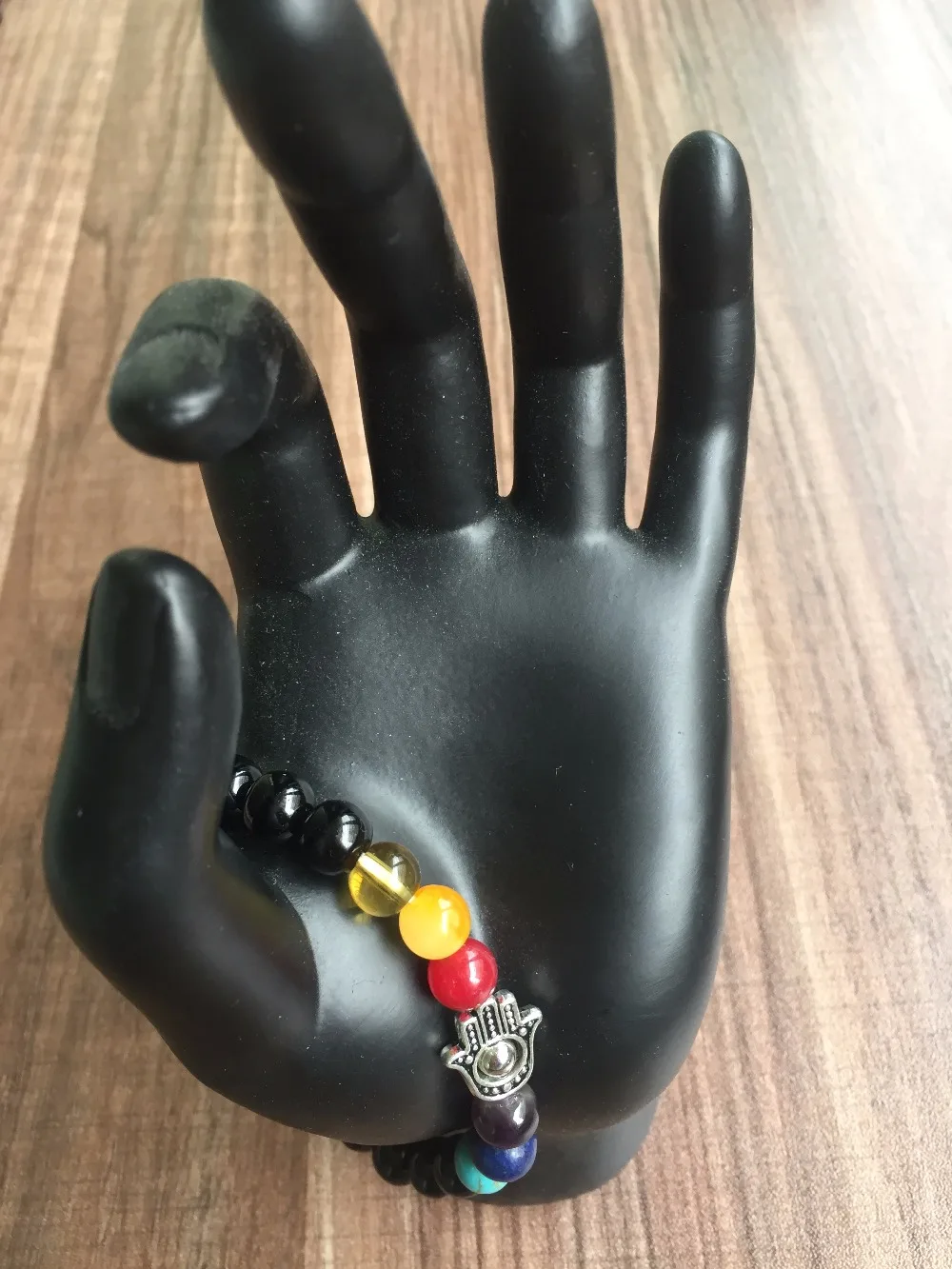 Браслет из 7 Чакр браслет пальмы Круглые бусины 8 мм черные браслеты оникса