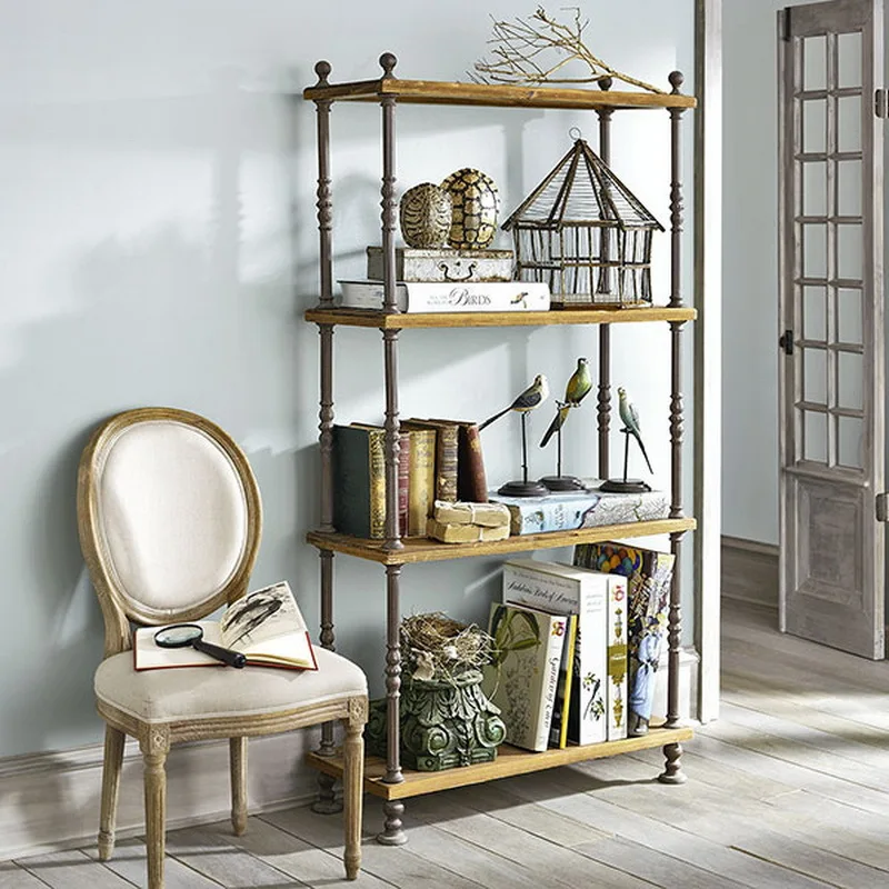 LOFT American country to do the old retro iron bookcase shelves shelf display rack style wood | Обустройство дома