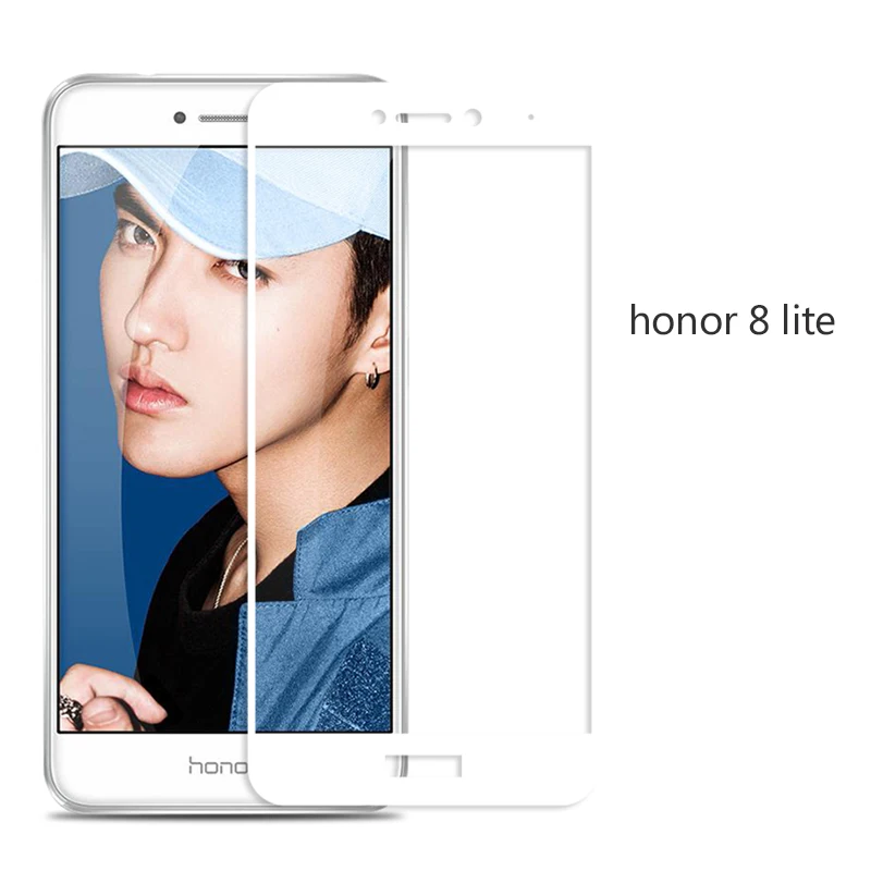 Синий для huawei honor 8 lite Закаленное стекло Защитная стеклянная пленка для экрана на honor 8 Lite 3D полное покрытие изогнутые края красочные