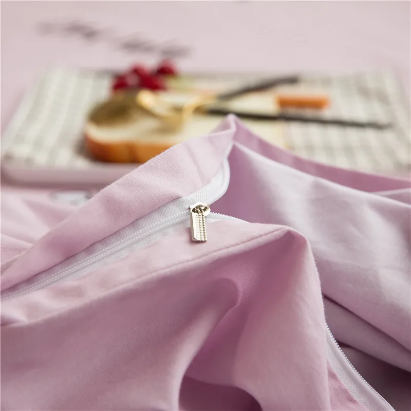 Розовый мультфильм алфавит шаблон 4 шт. простыня наволочка и пододеяльник наборы