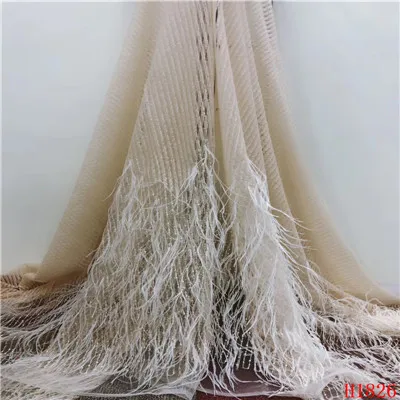 As Picture YF HZGJMY Золотое французское кружевное высококачественное свадебное платье свадебное перо Африканское кружево блестки вышитые тюль кружева ткань A1826 - Цвет: As Picture