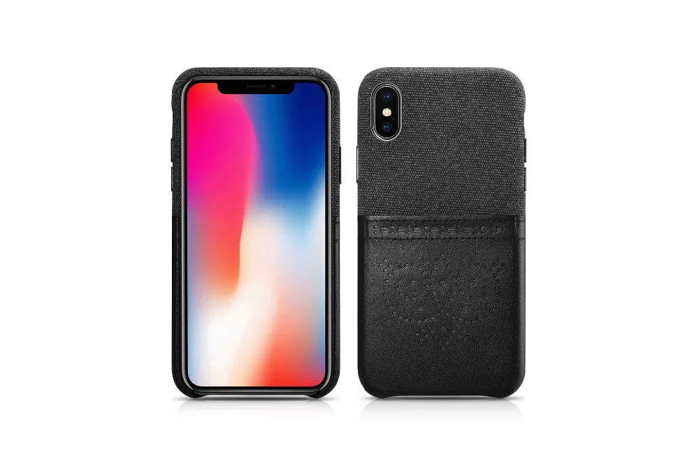 Черный оригинальный XOOMZ для IPhone X Case из искусственной кожи + Ткань телефонные