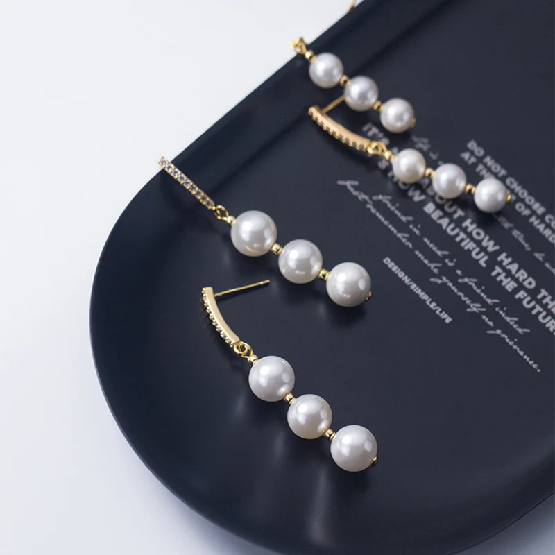 

PONYKISS Romantic S925 Sterling Silver Zircon Baroque Pearl Dangle Drop Earrings For Women Party Delicate Elegant Accessory Gift