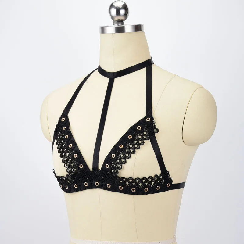 Женский кружевной бюстгальтер с цветочным узором|harness bra|harness bra cagebody cage |