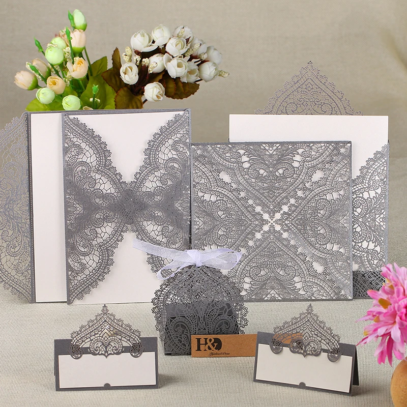 Высокое качество 60 шт Корона свадебные приглашения с цветами визитные карточки