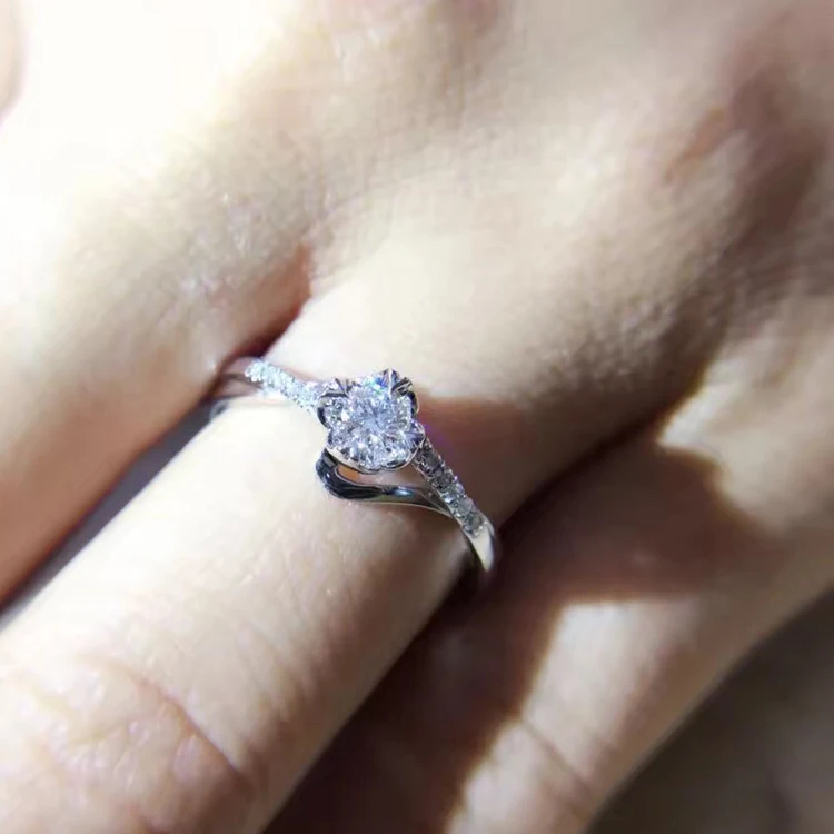 LASAMERO 0.117CT сертифицированное кольцо в форме розы акценты 18 k золото Настоящее