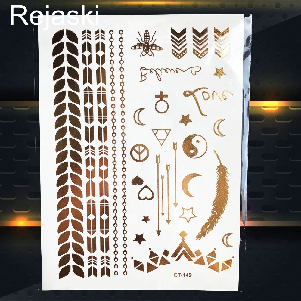 Золотая металлическая маска Джокера временная татуировка наклейка для девушки