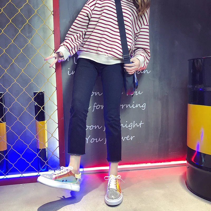 2019 Brand High Quality Colorful Women's Leather Casual Shoes Fashion Breathable Platform Sneakers Flats | Обувь