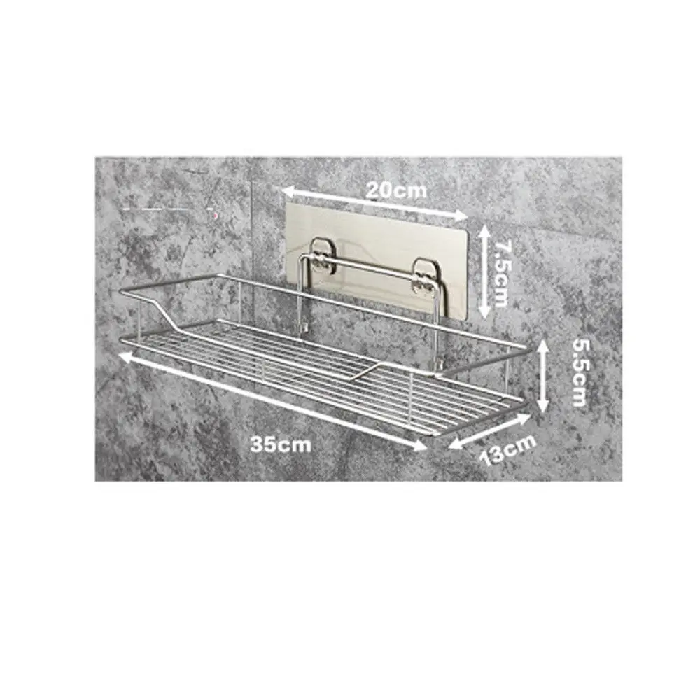 Large 3 Size Stainless Steel Bathroom Waterproof Storage Shelves& Racks Shelf No Drilling Kitchen Bathroom Storage Wall Racks - Цвет: Large