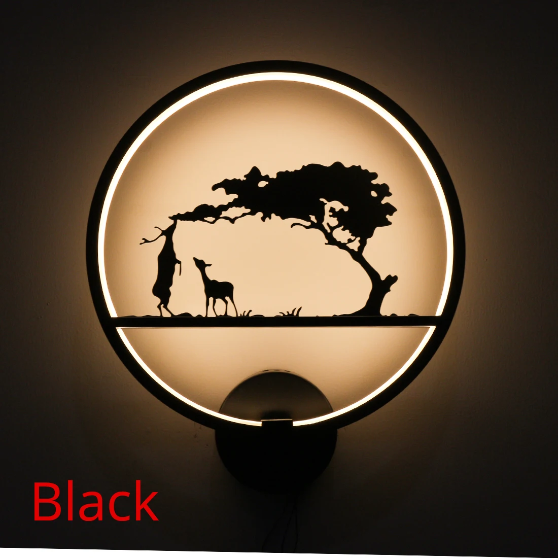 Black deer Type C Светодиодный IARY круглый настенный светильник 12 Вт 90-260 V светодиодный настенный светильник животных черный, белый цвет окрашенный металлический Железный олень Современный домашний декор Освещение 3000K - Цвет абажура: Black deer Type C