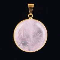 necklaces pendants natural stone pink crystal pendant for women men oval dome water teardrop reiki bead necklace jewelleryd313