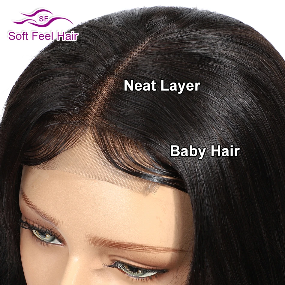 Soft Feel Hair 4*4 парики из натуральных волос, предварительно сорванные бразильские парики для черных женщин 1B Remy парик Средний часть