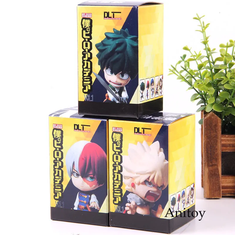 with retail box Аниме Рисунок Мой герой версии Izuku Midoriya Bakugou Katsuki Todoroki шото фигурка из ПВХ, коллекционная игрушка 3 шт./компл - Цвет: with retail box