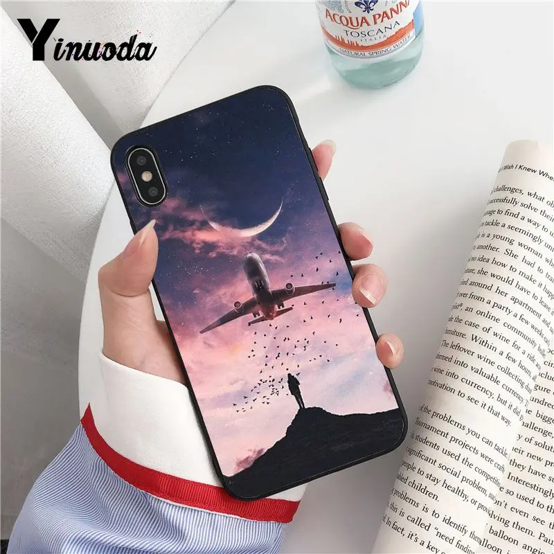 Yinuoda самолет взлет полета черный мягкий корпус телефона чехол для iPhone X XS MAX 6 6S 7 7plus 8 8Plus 5 5S XR Fundas Capa - Цвет: A2
