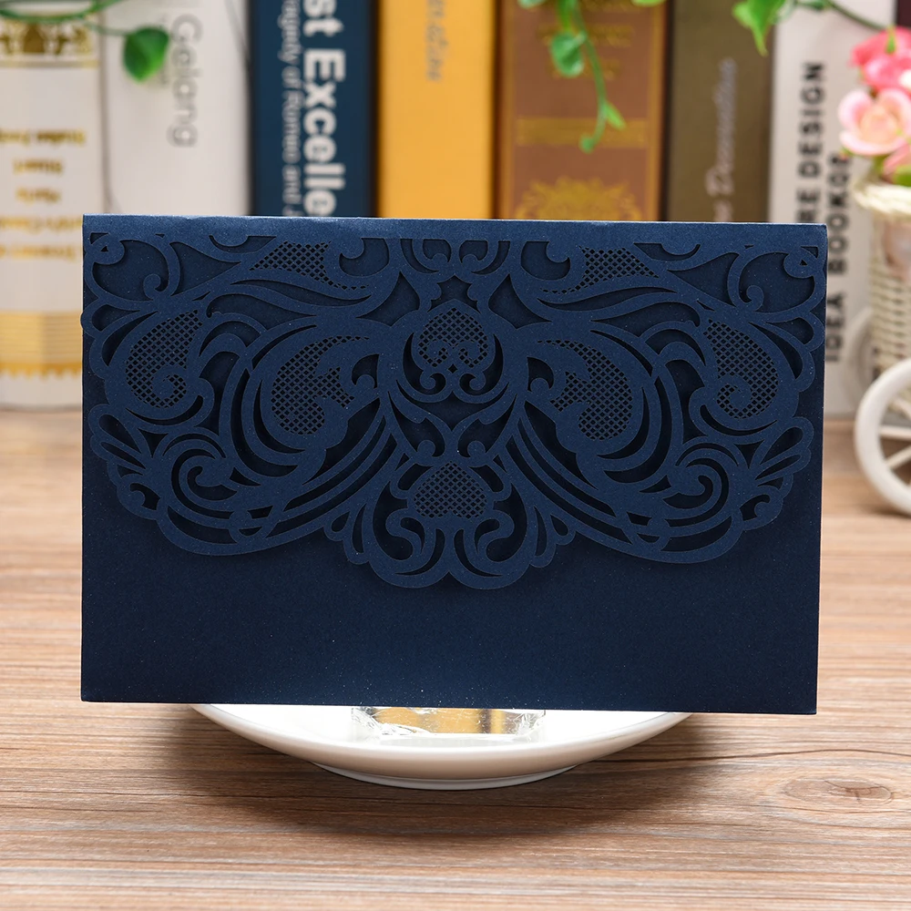 

10pcs Pearl Paper Floral Wedding Invitations Cards Invitations Cards For Wedding Birthday Wedding Cards with Blank Inner Sheet