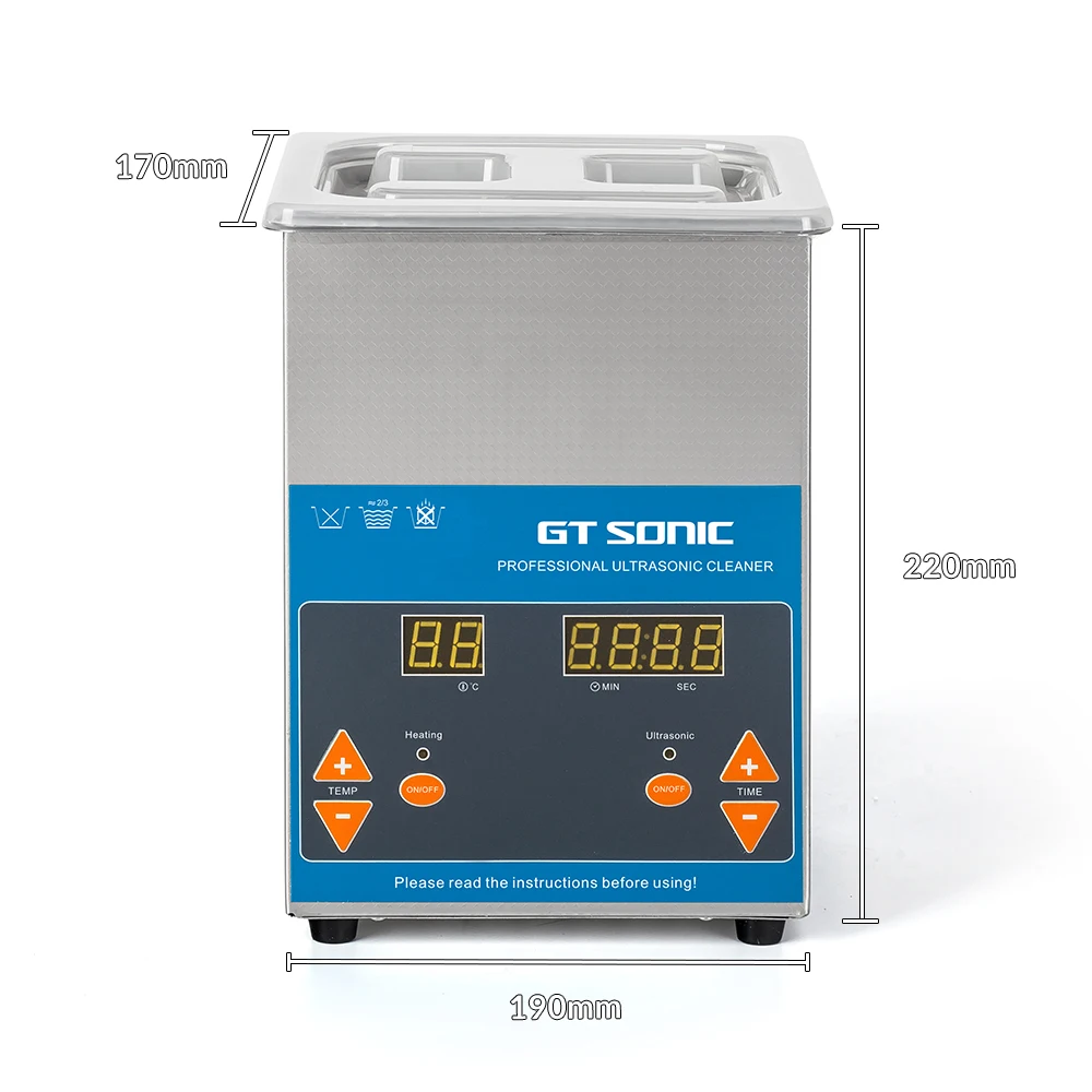 Цифровой ультразвуковой очиститель GTSONIC 2L 50 Вт 40 кГц металлическая корзина для