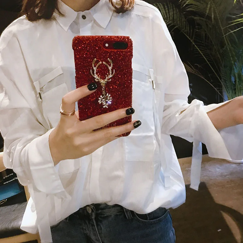 Роскошный блестящий чехол с оленем для телефона iPhone xs max xr модный дизайнерский 6 6s