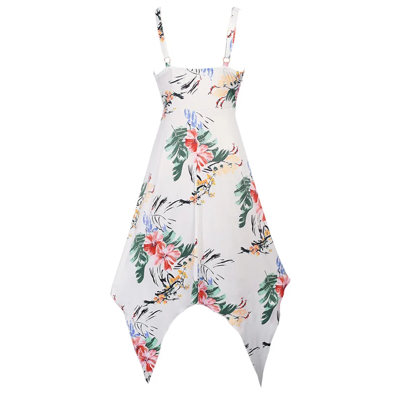 Topgirls Summer Elegant Women Dress Sleeveless O-neck Print Ladies Vintage Irregular Ruffles Design Femme | Женская одежда