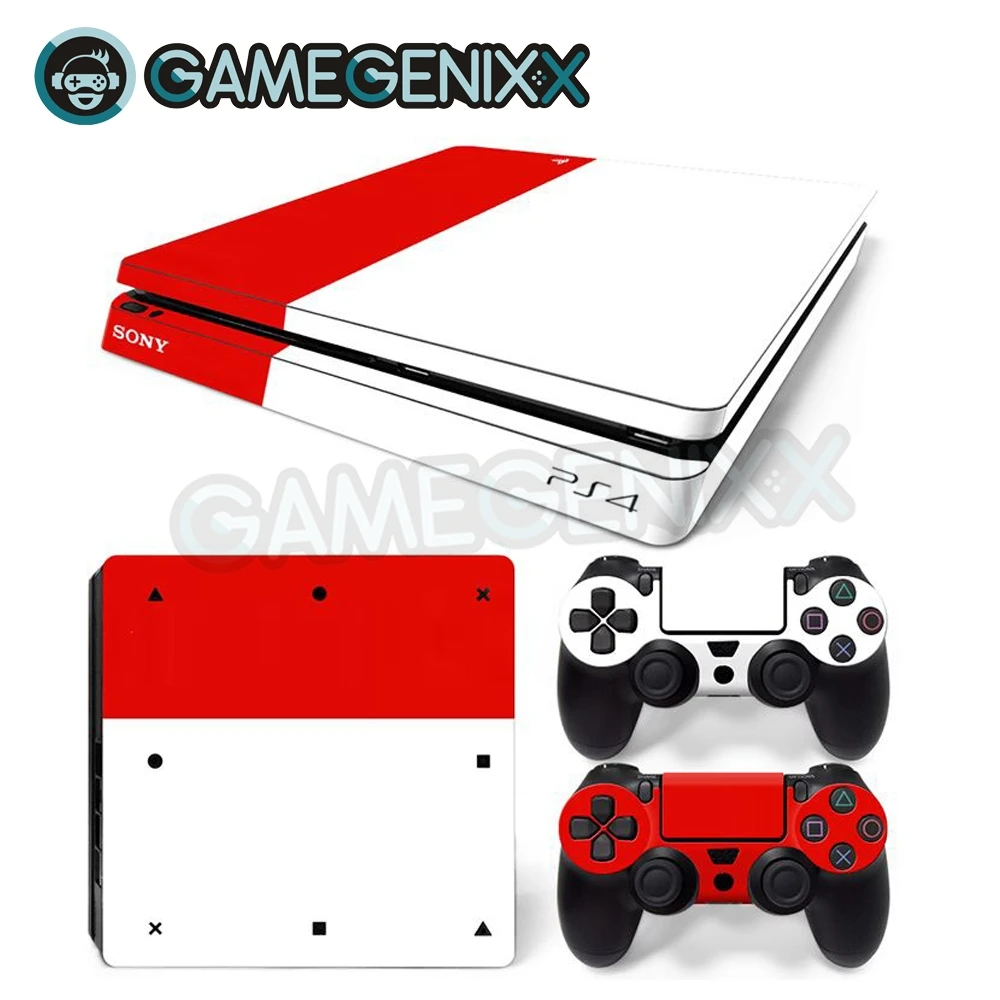 Наклейка на кожу GAMEGENIXX Виниловая наклейка для PS4 Slim консоль и 2 контроллера