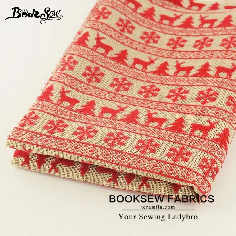 Booksew Лен Ткань жира четверти метра 50x145 см Новогодние товары Стиль Вышивание DIY для