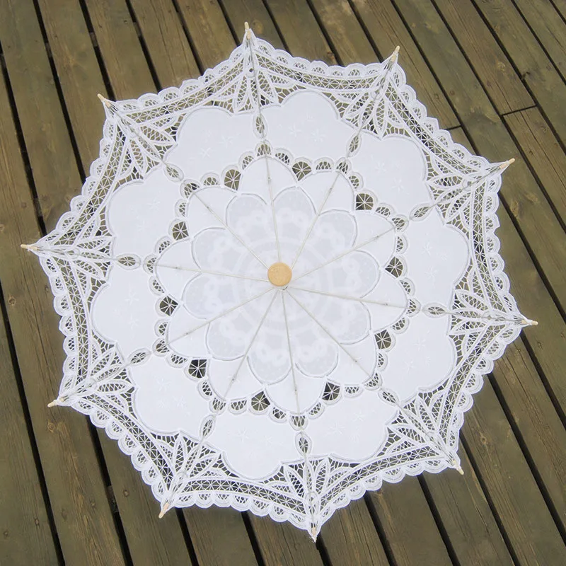 Новый кружевной зонтик хлопок вышивка белый/слоновой кости кружева баттенбурга