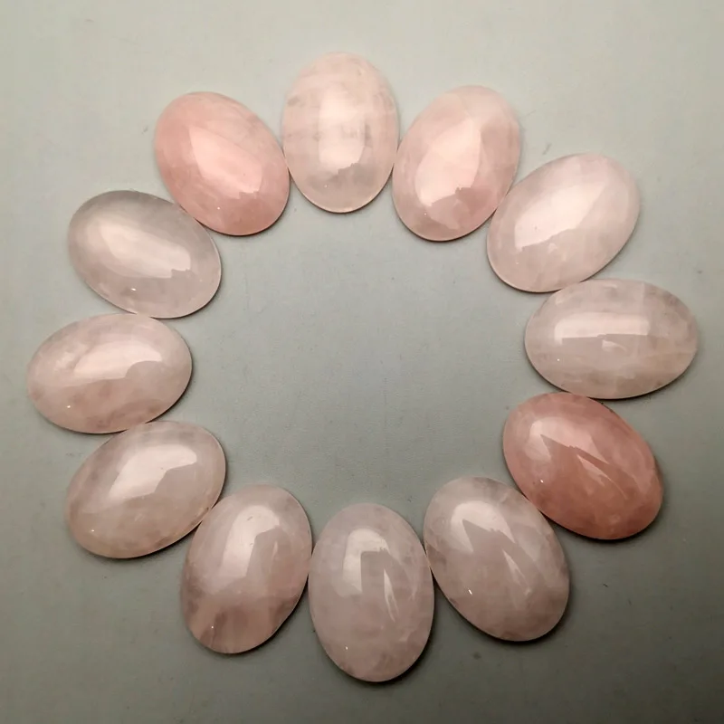 fashion 12Pcs/lot Roses Quartz natural stone cab cabochon charm 25x18mm beads for jewelry fashion Ring accessories no hole