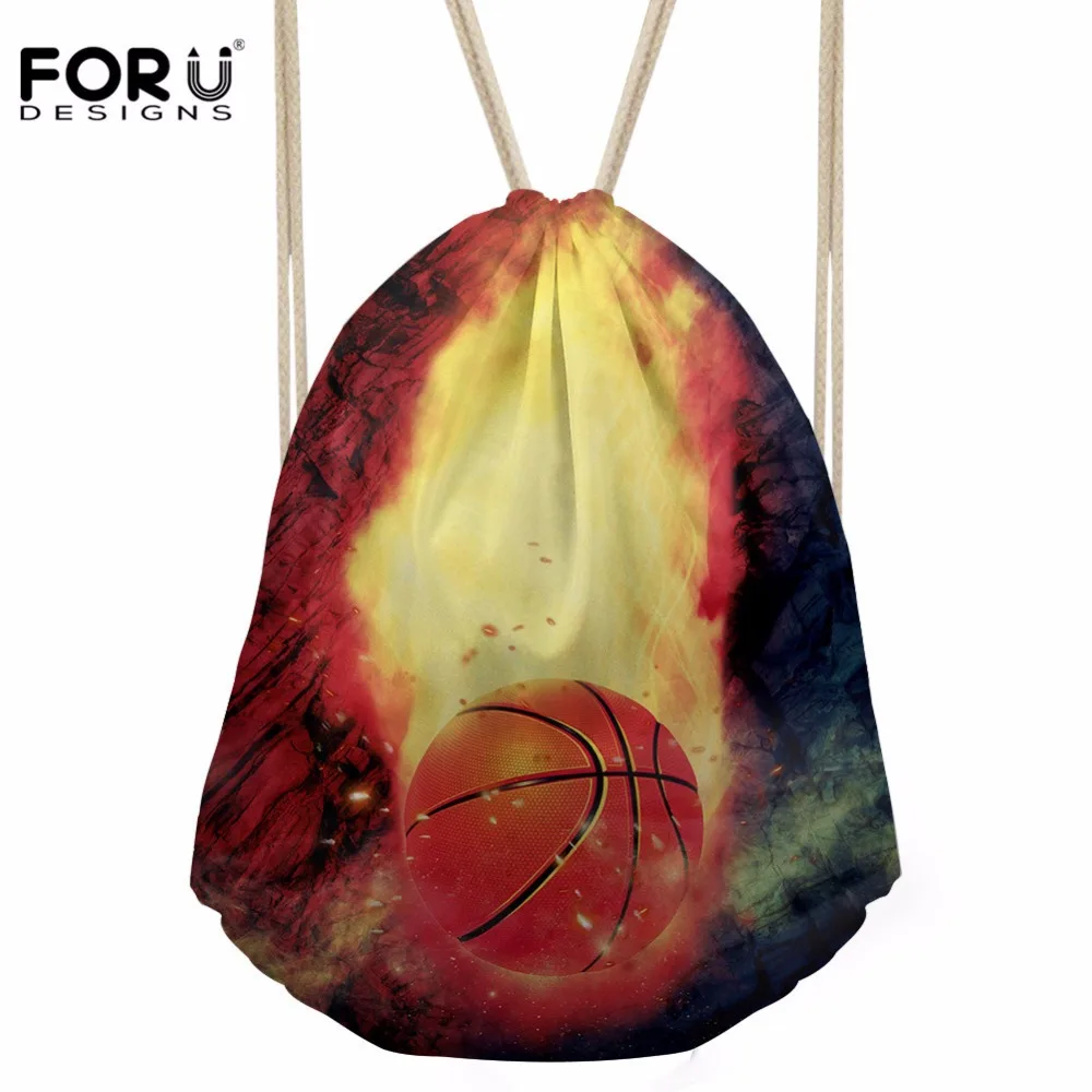 

FORUDESIGNS Drawstring Bag Men's Basketball Printing Daypack Teenagers Cool Sports Pouch for Kids Boys Mini Storage Pocket Bolsa