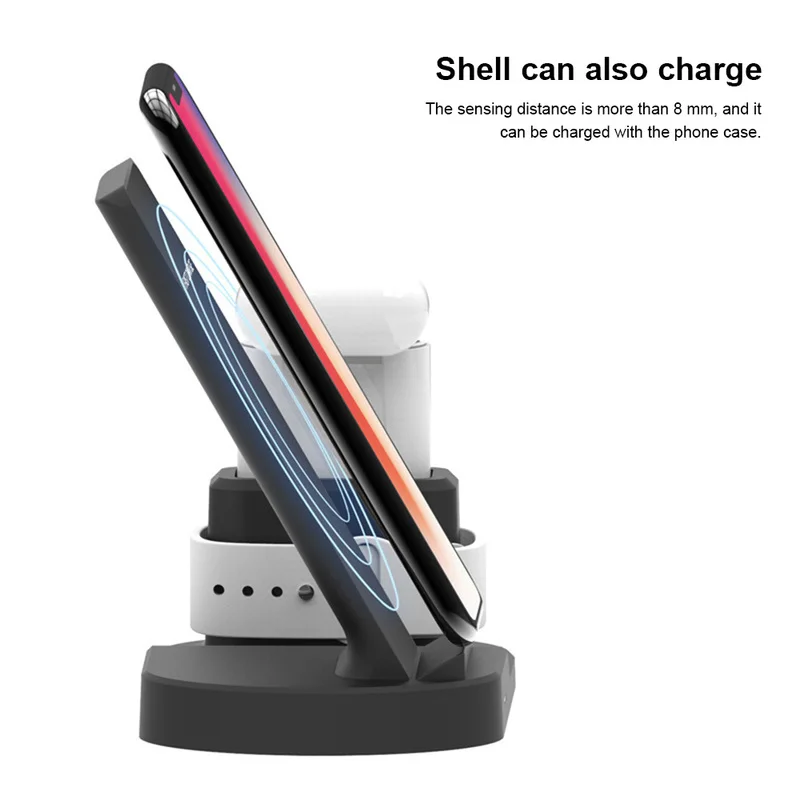 Беспроводное зарядное устройство Qi для iPhone Xs/Xs Max/XR/X /8/8 Plus/Samsung S9 S8 + Apple iWatch Series 1/2/3/4