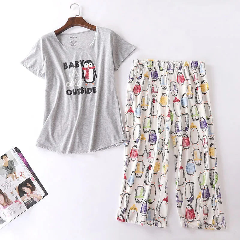 Новинка летний пижамный комплект с милым мультяшным животным удобная мягкая