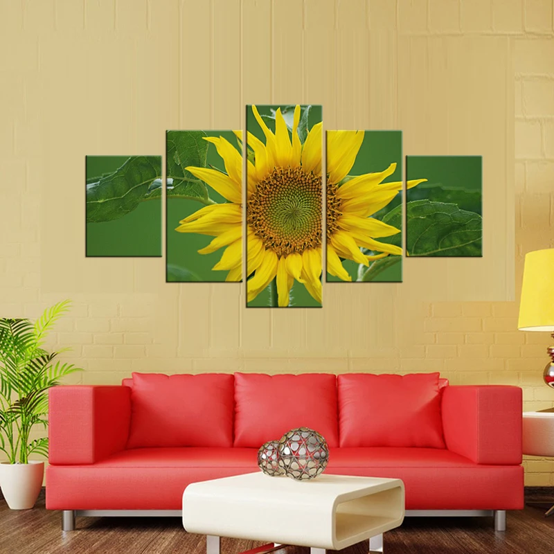 5 шт. Настенная картина с изображением подсолнуха|picture for living room|modular picturesart poster |