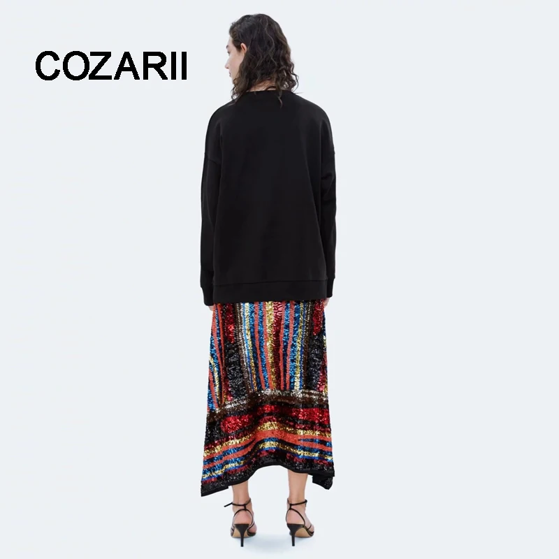 COZARII BTS Толстовка harajuku Пуловеры махровые с круглым вырезом для девушек с вышивкой с заниженным плечом boyfriend Большие размеры Женская толстовка