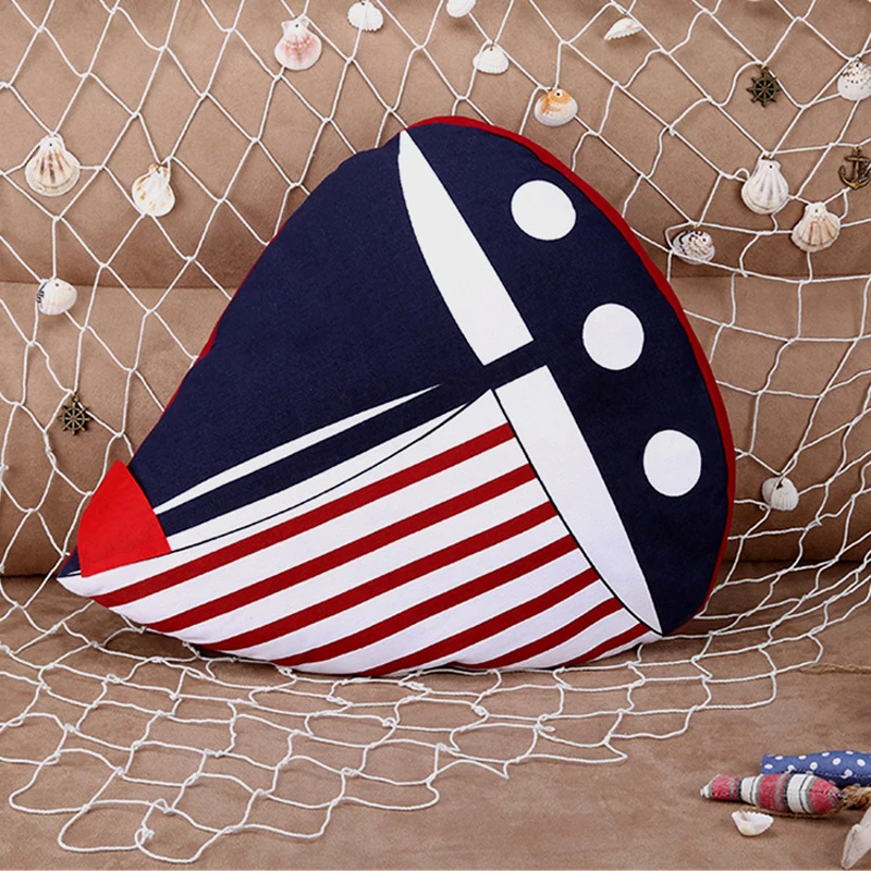 Kalameng Творческий валики полосатые рыбы и парусная лодка декоративные подушки