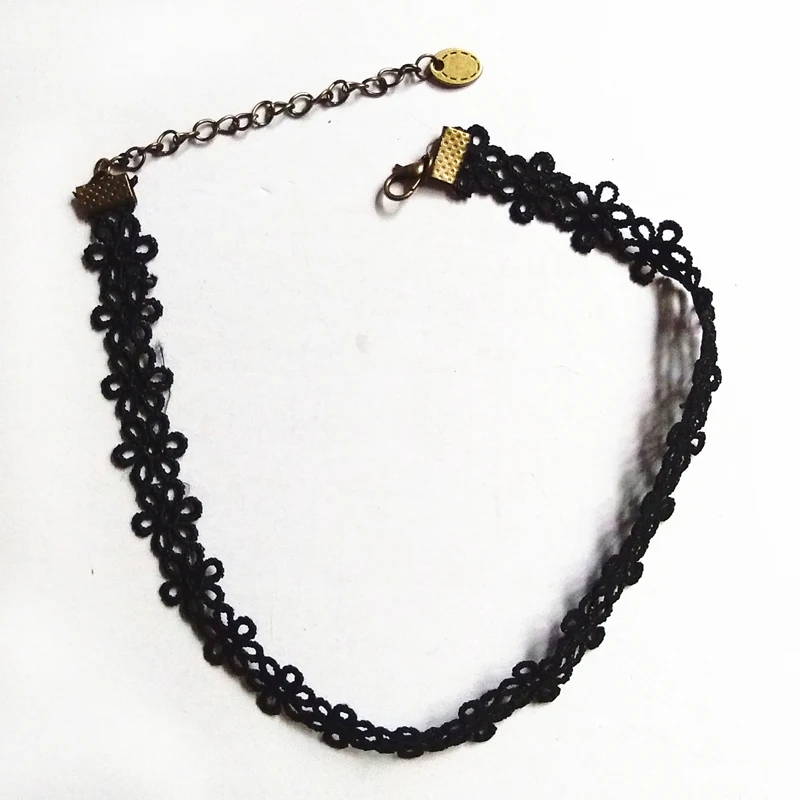 12PCS/LOT Lace Necklaces Charm Woman wedding Black Strip Flower Chokers Necklace Elegant Sexy Fashion female Collar Party | Украшения и