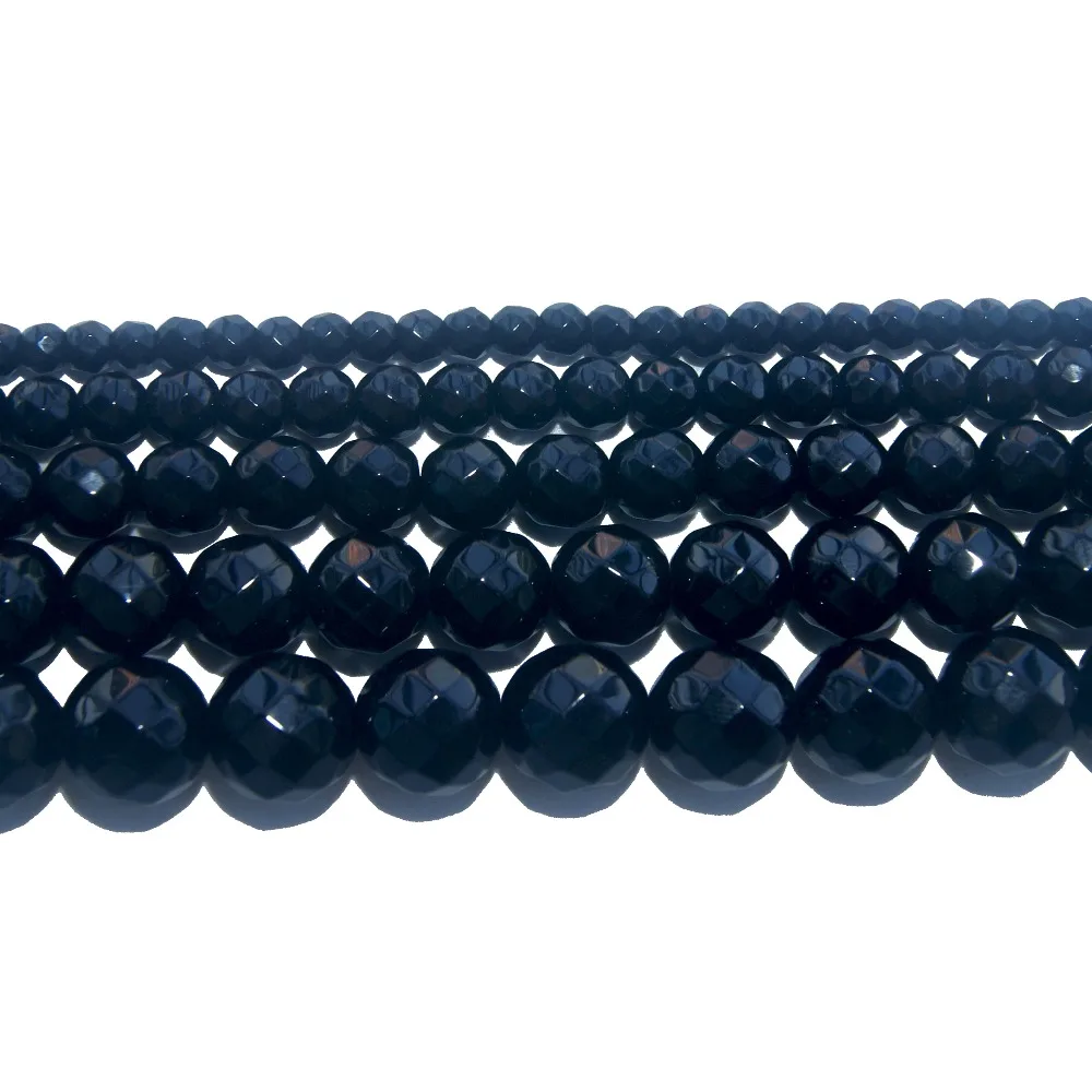 

Faceted Natural Stone Black Glass Loose Beads 4 6 8 10 12 MM Pick Size For Jewelry Making DIY Bracelet Necklace Material