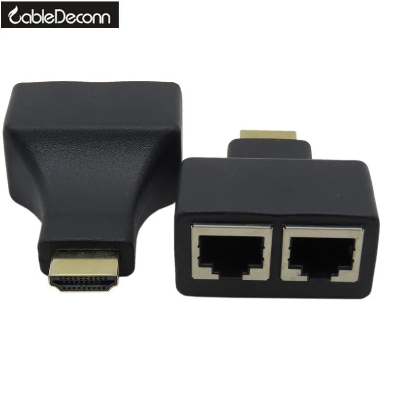 Hdmi к rj45 удлинитель адаптер HDMI двойному 2 портам RJ45 сетевой кабель по Cat 5e/6 1080p