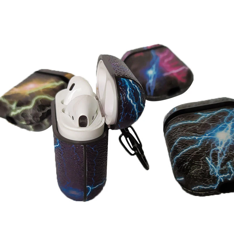 Футляр для наушников из мраморной кожи с защитой от потери Apple Airpods 1 2 защитный