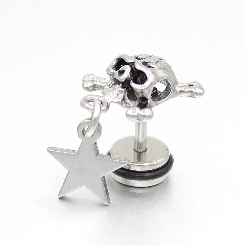 6 шт микс 3 стиль 16 г серьга с черепом из нержавеющей стали Козелок Уха Шпильки