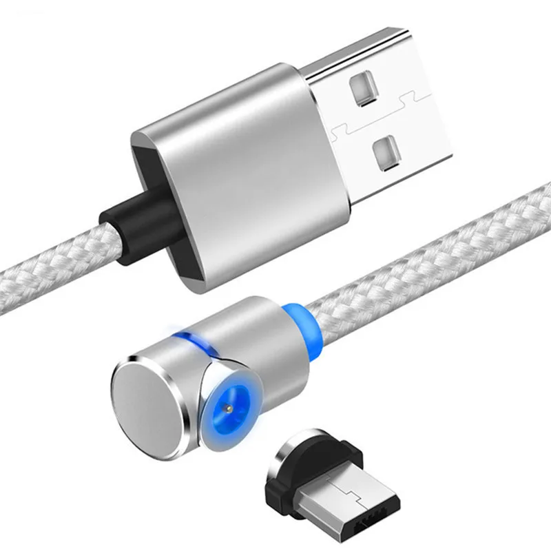1 м 2 L образный светодиодный магнитный кабель Micro USB зарядное устройство для iPhone X 8