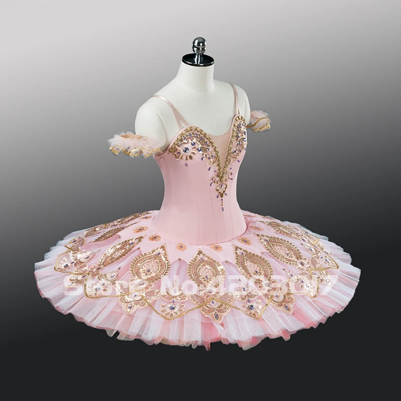 Adult Women Pink Professional Ballet Tutus Gold Embroidery Ballerina Puff Skirt Girls Dance Wear Costumes B1253 | Тематическая