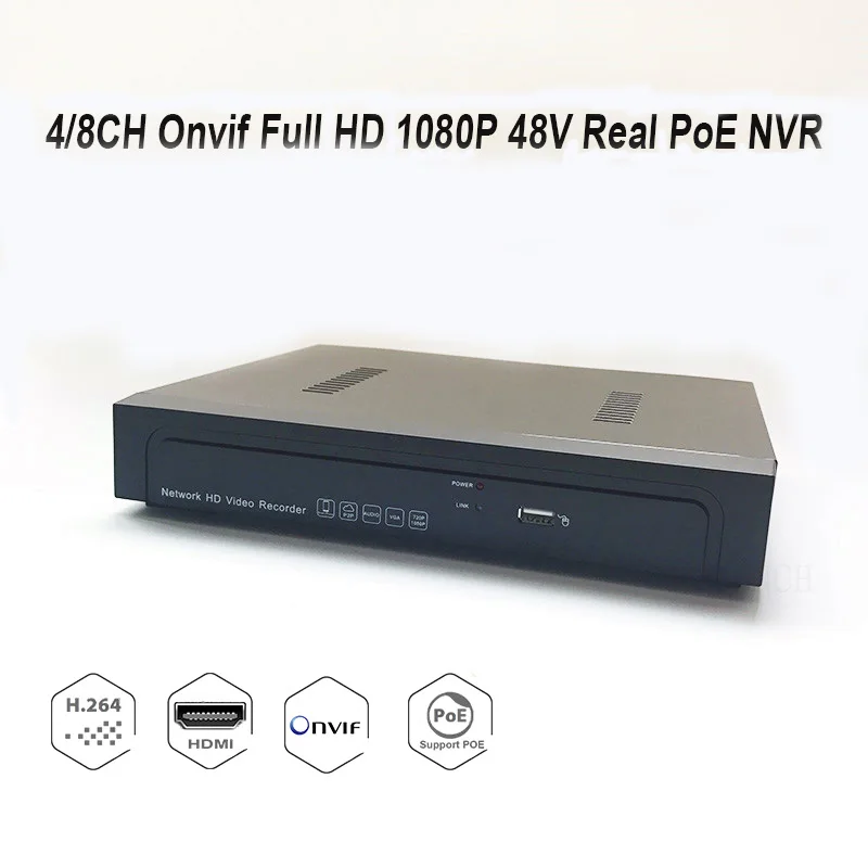 4/8CH Onvif Full HD 1080P 48V Real PoE NVR все в одном сетевой видеорегистратор для ip камеры с