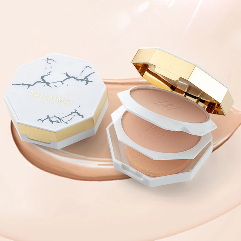 Пудра для макияжа лица TLM 2 цвета пудра жирной кожи хайлайтер мерцающий