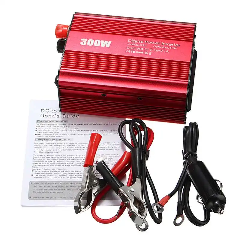 300W Мощность инвертор 12 V дo AC 110/220 вольт с 2 портами(стандарт макс 600 Вт модифицированный ЖК-монитор Синусоидальная волна цифровой автомобильное зарядное устройство конвертер трансформатор
