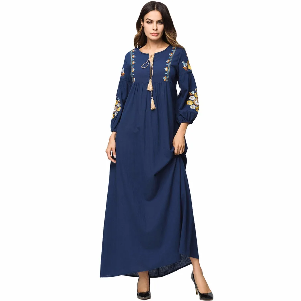 Babalet Women's Muslim Abaya Exquisite Embroidered New Dress Maxi Islamic Dubai Arabian Robe Casual Ramadan Tassel Autumn |
