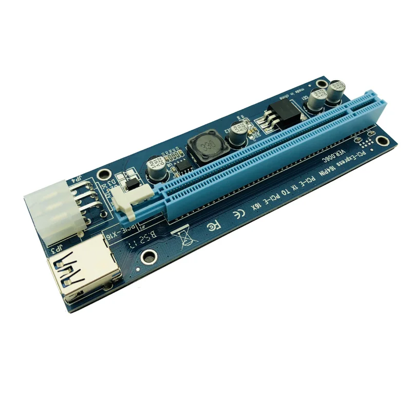 10 шт. VER006C Molex 6Pin PCIE PCI-E PCI Express Райзер-карта 1X до 16X расширитель адаптер USB 3 0 кабель