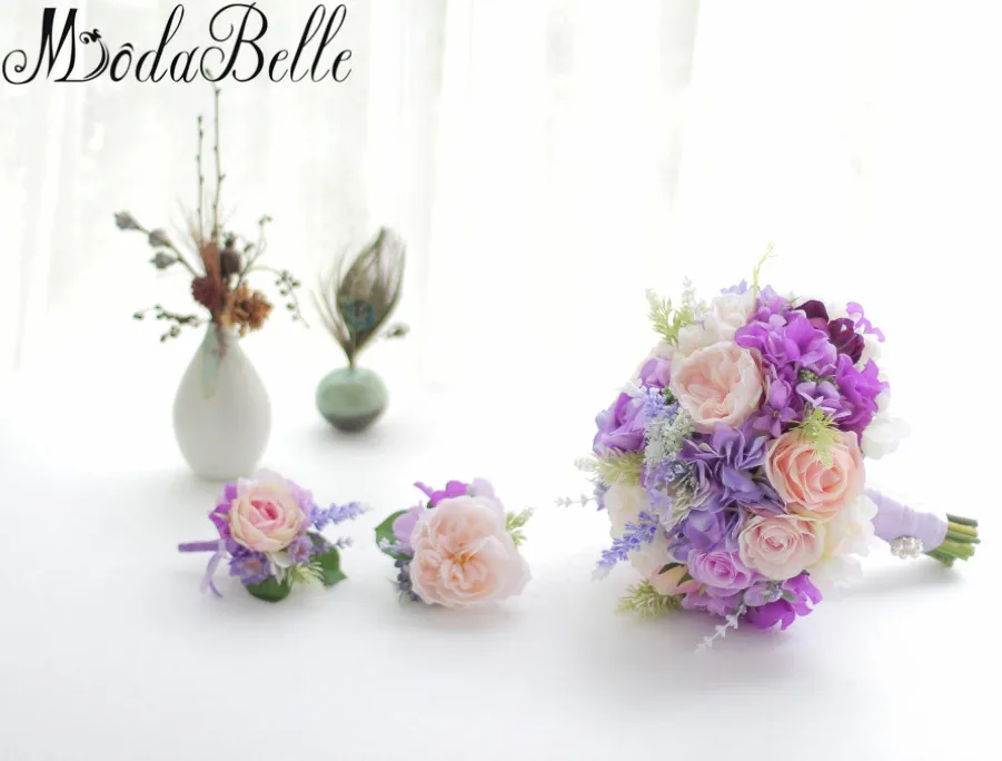 Искусственный Свадебный букет Modabelle фиолетовая Роза цветочный невесты свадебные